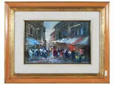 Norberto Martini, Market - Corcio of square with characters, two oil paintings on panel