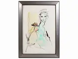 Ernesto Treccani, Female portrait, mixed media on cardboard