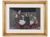 Renzo Grazzini, Characters in an interior, oil on panel