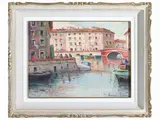 Renzo Martini, Livorno vecchia, oil on hardboard