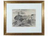 Gianni Vagnetti, Beach, charcoal on paper