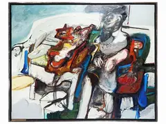 Robert Carroll, Uomo sul divano, oil on canvas