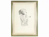 Xavier Bueno, Portrait of a little girl, lithograph
