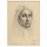 Mexican Girl - Portrait Studio for Composition by Silvestro Pistolesi, two pencil drawings on paper, offered May 2023