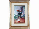 Norberto Martini, Terrazzo in fiore, oil on cardboard