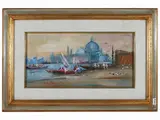 Norberto Martini, Venetian glimpse, oil on panel