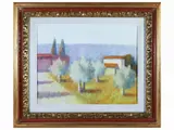 Dino Migliorini, View of the countryside with houses, oil on canvas board