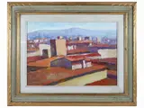 Dino Migliorini, Glimpse of the city, oil on hardboard