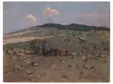 Pasture on Karst by Giovanni Lomi, oil on panel, offered May 2023
