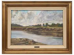 Bartolomeo Bezzi, River landscape, oil on canvas