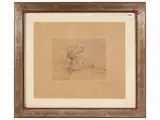 Giuseppe Viviani, Little dog 1929, drypoint on paper laid down on cardboard