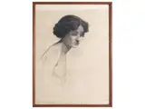 Cipriano Mannucci, Female portrait 1924, charcoal on paper