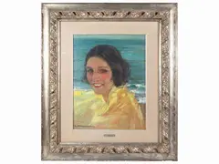 Le Voile Jaune by Cipriano Mannucci, oil on panel, offered May 2023