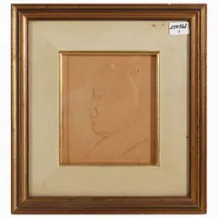 Male portrait by Lorenzo Viani, mixed media on paper, offered May 2023