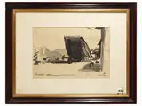 Pietro Annigoni, Cantiere, ink wash on paper