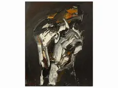 Sixties composition by Gustavo Giulietti, oil on canvas, offered May 2023