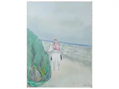 Seascape with a jockey on horseback by Giuseppe Cesetti, oil on canvas, offered Apr 2023