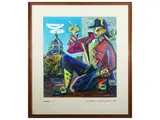 Arsenio, Giangurgolo, Dr. Balanzone, Stenterello, Gianduja, collection of four oil paintings on paper