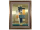 Arsenio, Astrazione 888 1974, mixed media on gilt cardboard