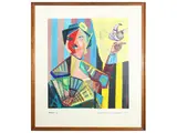 Arsenio, Brighella, Tartaglia, Meo Patacca, Colombina, collection of four oil paintings on paper