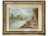 Athos Renzo Brioschi, River landscape, oil on canvas board