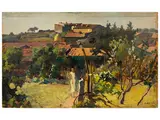 Cafiero Filippelli, Country Landscape with Figure, 1930s