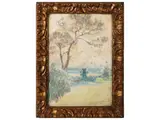 Marine landscape by Adolfo Tommasi, pastel on paper, offered Feb 2023