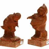 Decimo Passani, little girls, two small terracotta sculptures