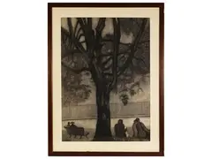 Albero e pachina 1940 circa by Fillide Levasti, charcoal on paper, offered Feb 2023