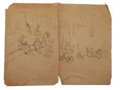 Study by Fillide Levasti, preparatory sketch in pencil on paper for the painting I giardini alla Fortezza, offered Feb 2023