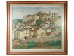 Laundresses in the Arno by Silvio Pucci, oil on canvas, offered Feb 2023