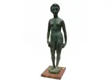 Quinto Martini, Nude of a woman with a drape circa 1940s, bronze sculpture with green patina