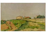Eugenio Carraresi, Livorno countryside, oil on canvas applied on panel