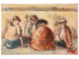 Ottone Rosai, Giocatori di toppa (1956), oil on panel