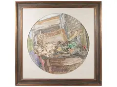Enzo Faraoni, Still life with vegetables 1975, oil on cardboard