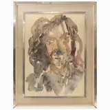 Silvio Loffredo, Male portrait, watercolor on paper