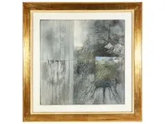 Quadro nel cortile 1966 by Giuseppe Banchieri, oil on canvas, offered Feb 2023