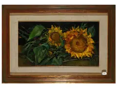 Sunflowers 1971 by Fausto Maria Liberatore, oil on faesite, offered Feb 2023