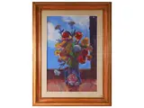 Quinto Martini, Flowerpot, oil on cardboard applied on board