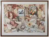 Antonio Possenti, Composition with characters, lithograph