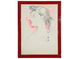 Female profile by Luca Alinari, mixed media on paper, offered Feb 2023