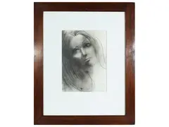 Portraits of his wife Maria Teresa by Rinaldo Burattin, collection of five mixed media sketches on paper and canvas, offered Feb 2023