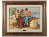Basso Ragni, Gitane along the coast 1972, oil on panel