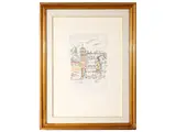 Orfeo Tamburi, Glimpses of the city, a hand-colored etching