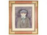 Marcello Boccacci, Portrait of a boy, mixed media on paper laid on faesite