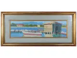 Bruno Giusti, Livorno landscapes, two oil paintings on tablet and chipboard panel