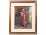 Francesco Bausi, Woman with child and old man, oil on faesite