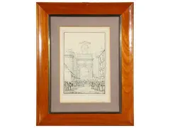 Porta Capuana in Naples by Antonio Senape, ink on paper, offered Feb 2023