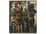 Salvatore Fiume, Figures, oil on paper laid on canvas