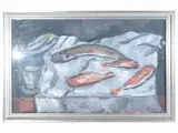 Orfeo Tamburi, Still life with fish, oil on cardboard